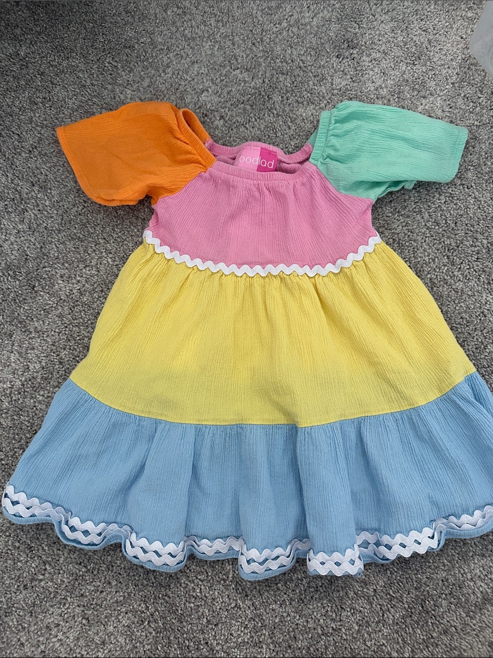 Colorblock Tiered Baby Dress with Ric Rac Trim
